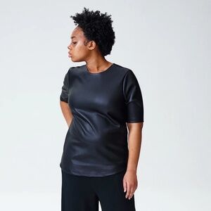 Universal Standard Piave Leatherette Top - Black M 18-20